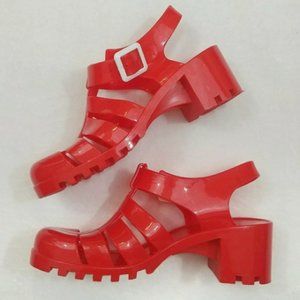 Vintage Adult Blush Red Jelly Shoes